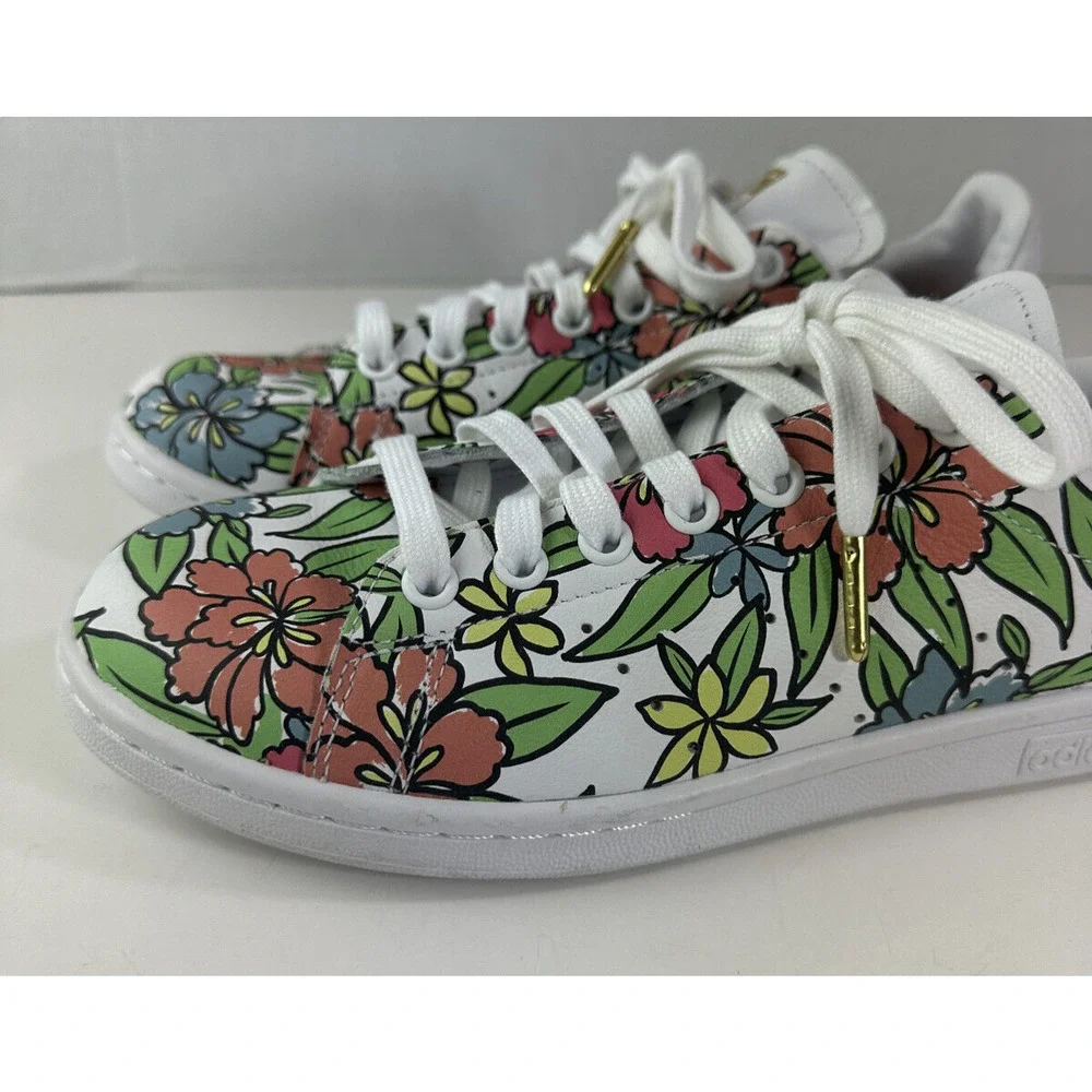 Adidas x Stan Smith All-Over Floral Print Shoes 2021 Sneakers Cloud White Size 8 - Picture 7 of 16